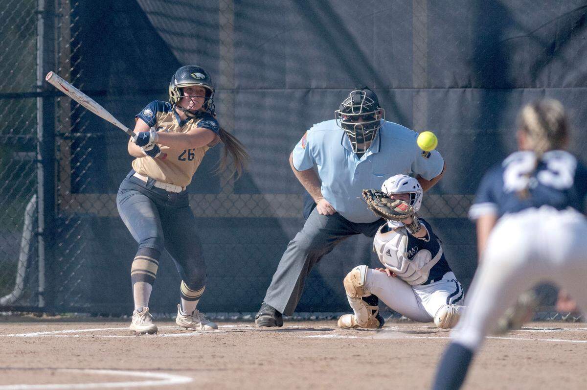 Bald Eagle Area’s Sydney Thompson gets a hit during the game against Penns Valley on Friday, May 24, 2024.