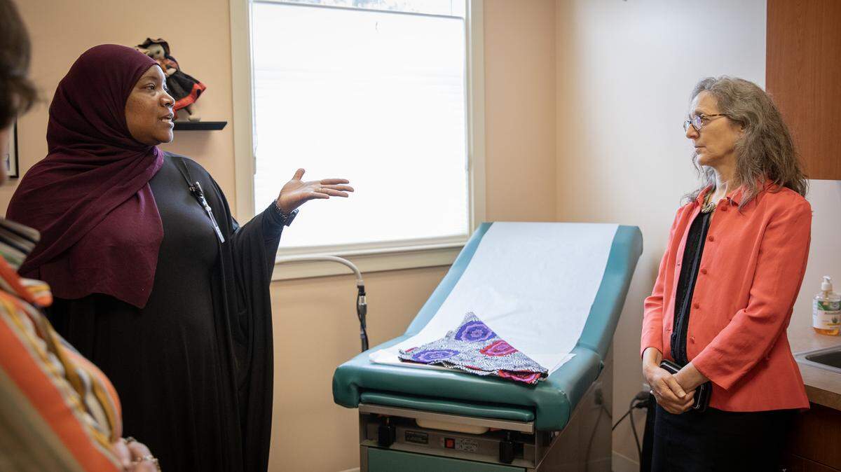 Acting Secretary of Health Dr. Debra Bogen, right, toured Lifecycle WomanCare in Bryn Mawr to meet with representatives from all five of Pennsylvania’s stand-alone birthing centers.