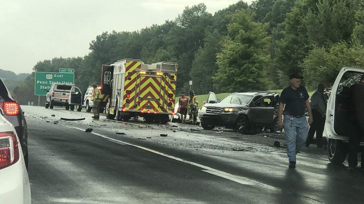 Alpha Fire Company responds to the scene of a multi-vehicle crash Thursday morning on Interstate 99.