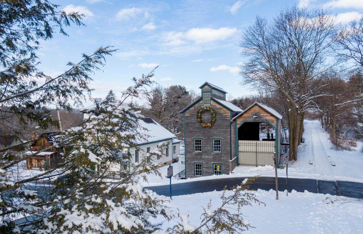 A snowy morning at the Lemont Granary on Monday, Jan. 24, 2022.