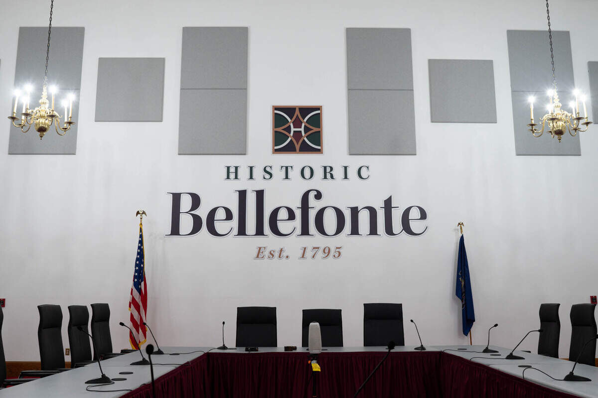 The council meeting room is pictured in the new Bellefonte Borough office within the former Armory.