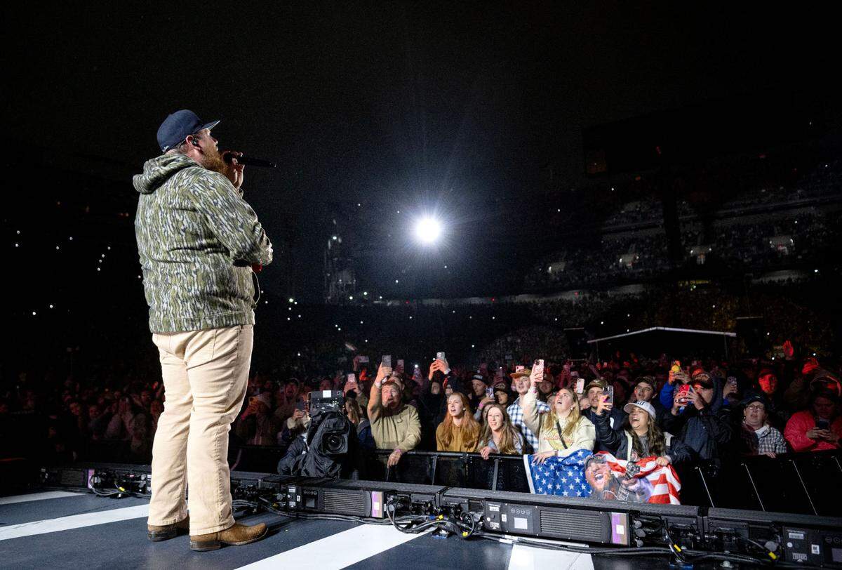 Luke Combs performs at Beaver Stadium for over 70,000 fans on his Growin’ Up and Gettin’ Old tour on Saturday, April 27, 2024.