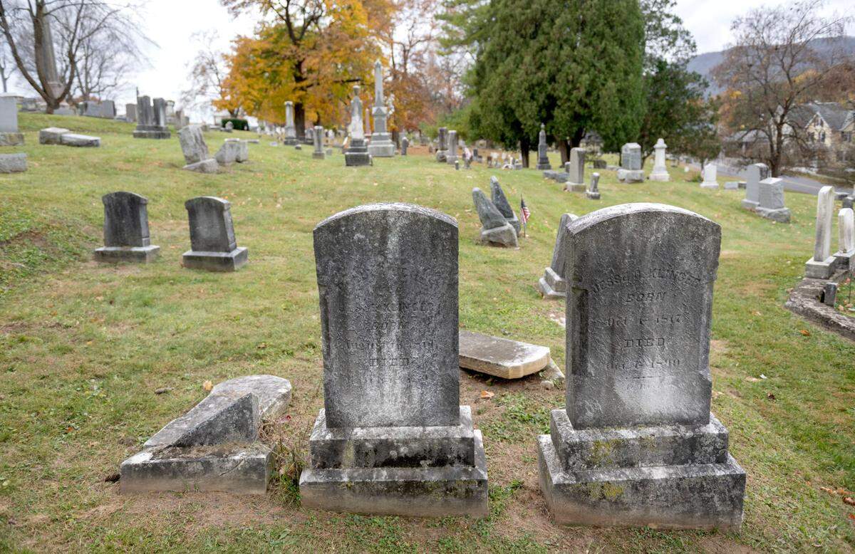 Headstones at Bellefonte’s Union Cemetery that need to be cleaned and uprighted on Wednesday, Nov. 6, 2024.