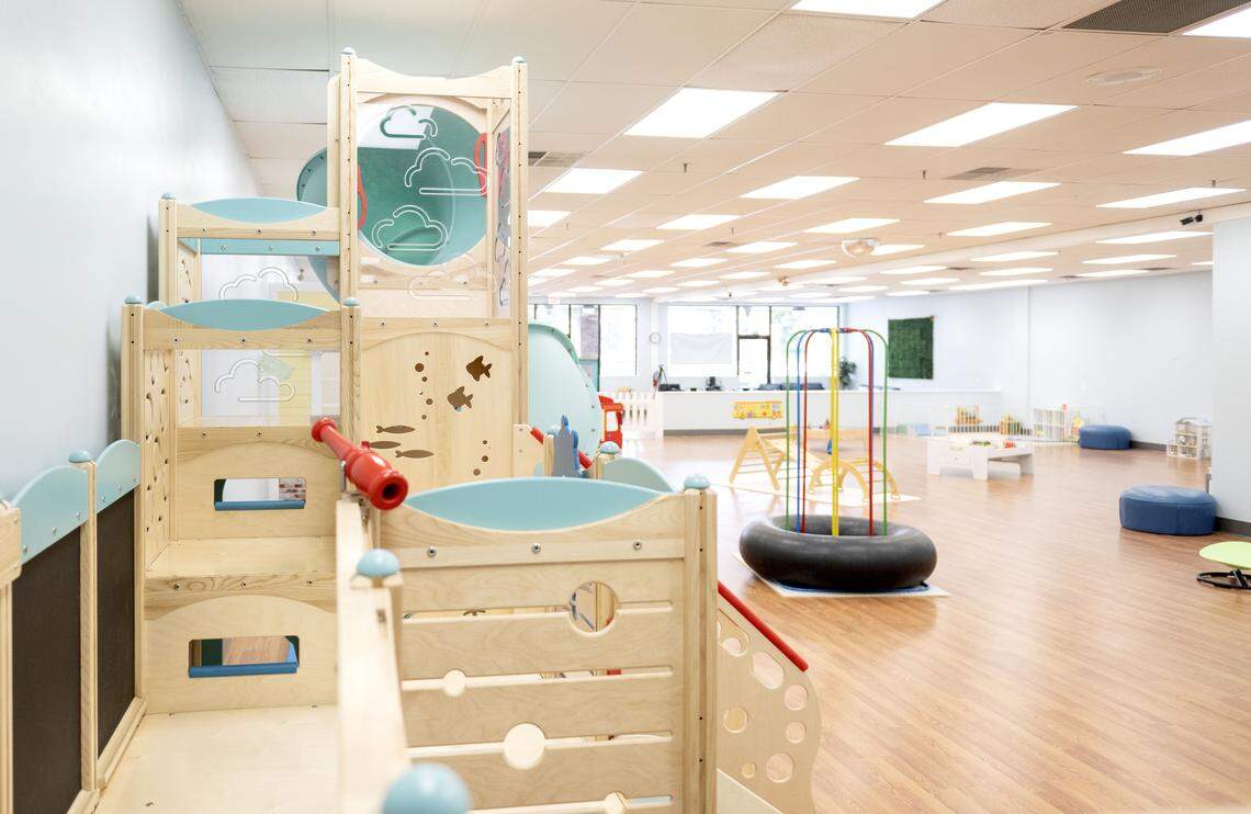 A climbing structure at Little Lions Play Den. 