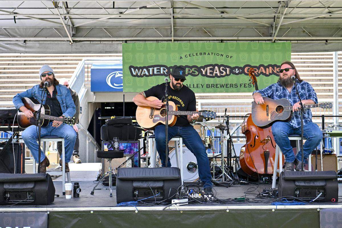 Channing Wilson, Rob Snyder & Dave Kennedy play live music Saturday during the Hoppy Valley Brewers Fest at Penn State’s Beaver Stadium.