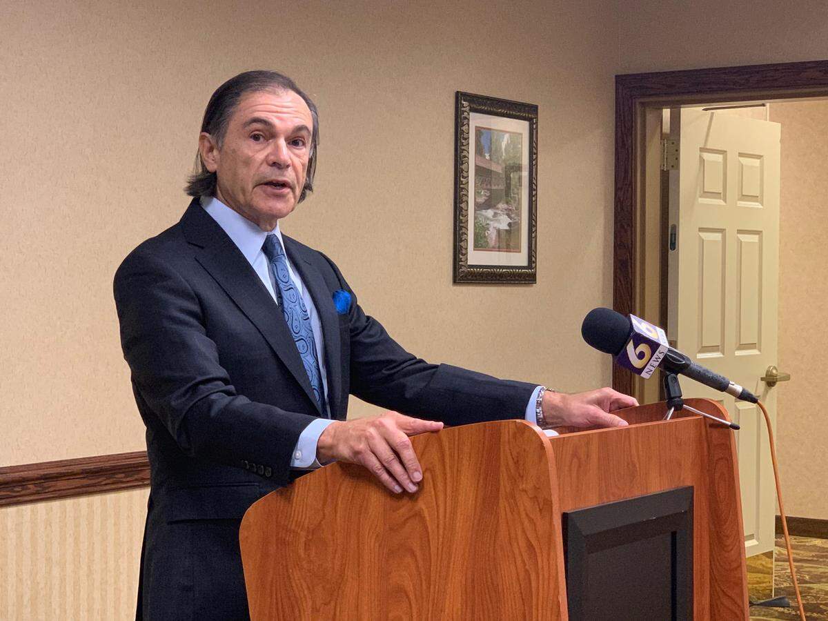 Attorney Richard Serbin announced two lawsuits at Country Inn and Suites in College Township on Tuesday.
