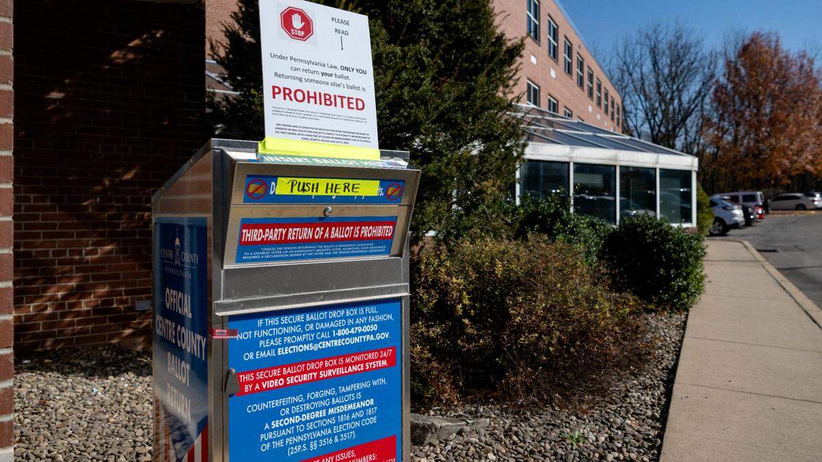 A Centre County ballot drop box is pictured outside Bellefonte’s Willowbank Building in this 2022 file photo. See where to find boxes this year and when they close.