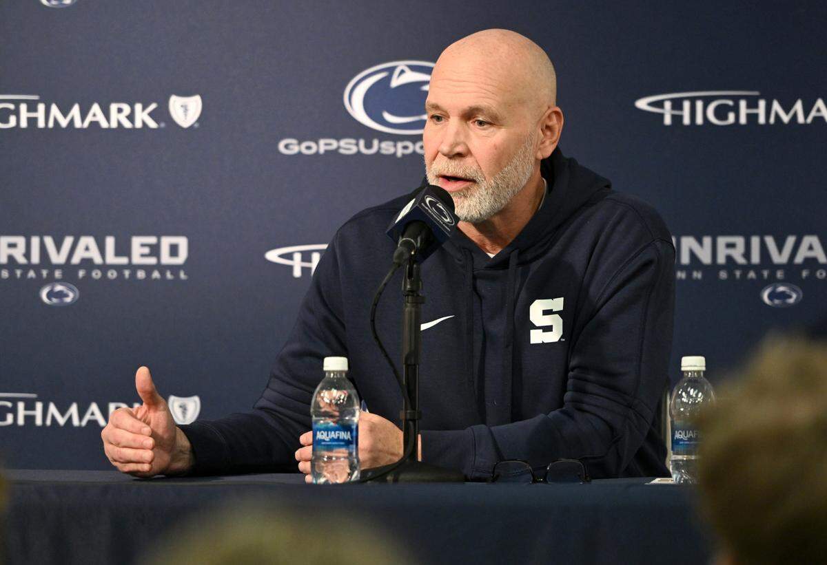 Penn State’s new defensive coordinator Jim Knowles has a press conference on Tuesday, Feb. 4, 2025 at Pegula Ice Arena.