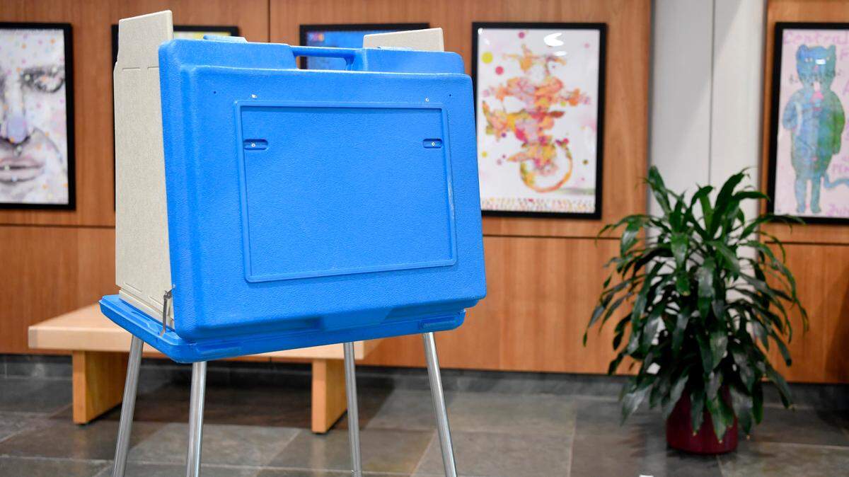 Voting booths set up at the State College borough building for the primary elections on Tuesday, May 18, 2021.