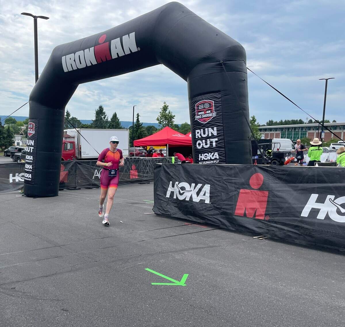 Emilie Whitson nears Penn State’s campus Sunday, June 14, 2026, at the Ironman 70.3 Pennsylvania Happy Valley North American Championship in Centre and Clinton counties.