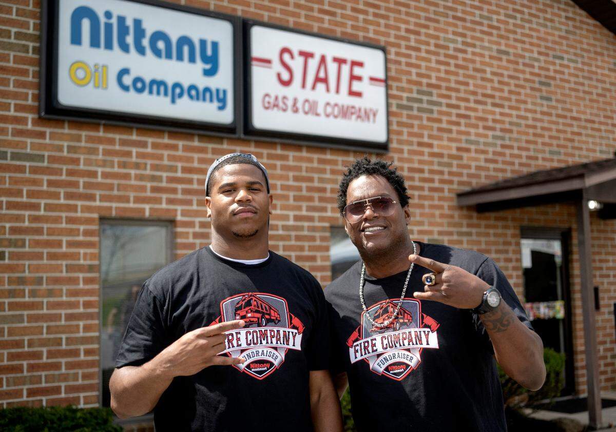 Penn State football player Abdul Carter and former Penn State and NFL linebacker LaVar Arrington gathered to celebrate Fuel the Cause on Friday, April 14, 2023. Nittany MinitMart and Pennsylvania Skill organize the fundraiser for volunteer fire companies.