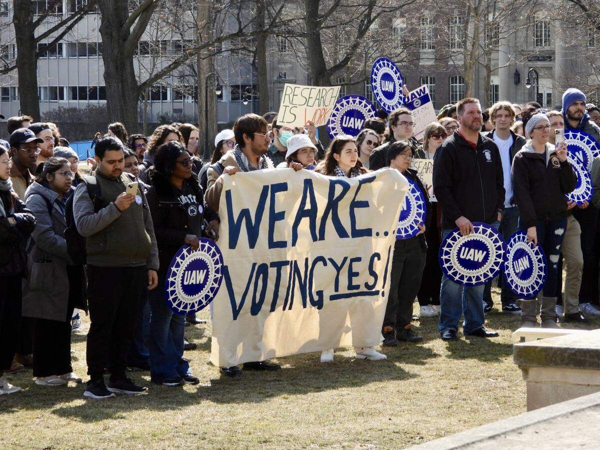 Graduate students at Penn State held a rally Tuesday afternoon to call on the administration to let them hold a union election this semester. 