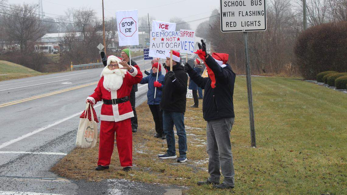Protesters put US Rep. Glenn Thompson on ‘naughty list’ in last weekly rally of 2025