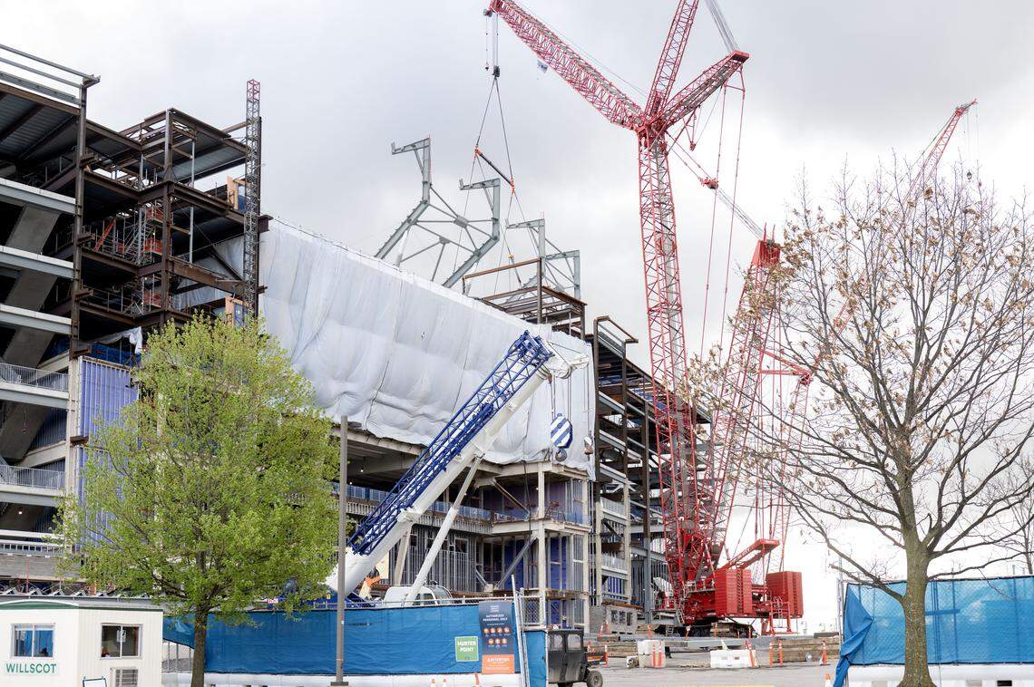 Construction on the west side of Beaver Stadium on Friday, April 17, 2026.  