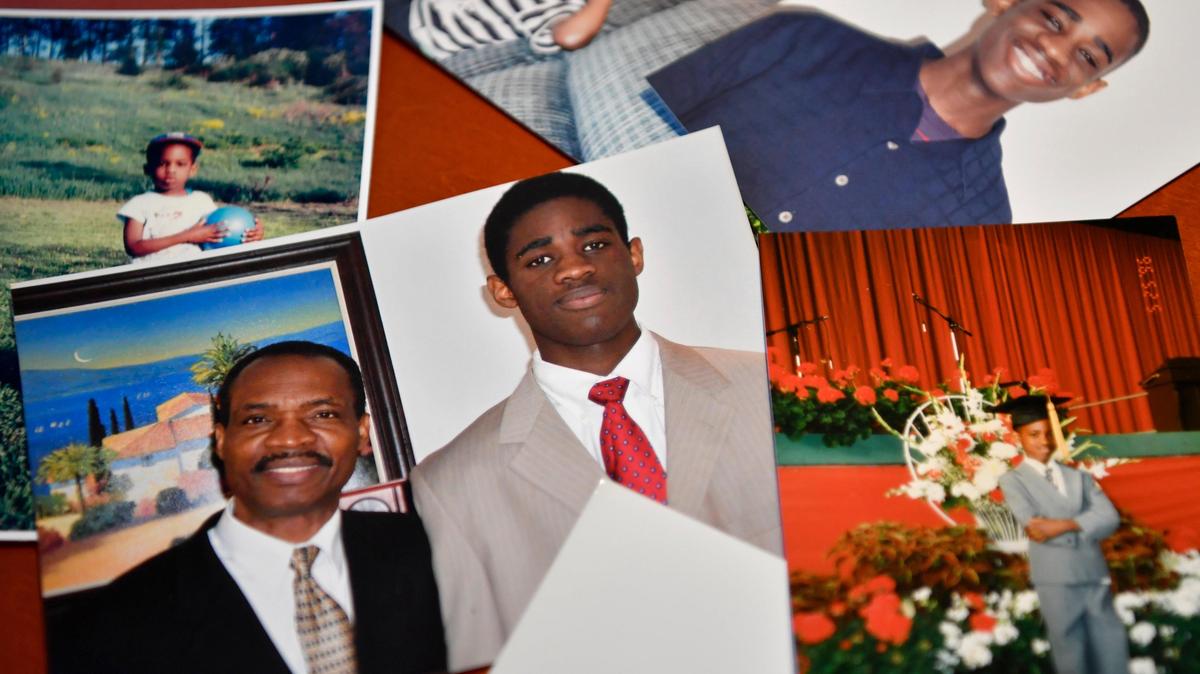 A collage of photos of Osaze Osagie, including one with his father, Sylvester. A scholarship benefiting State College Area School District students has been created to honor Osaze, who was shot and killed by police in 2019.