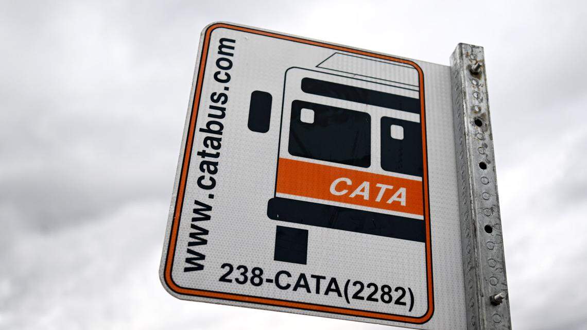A CATA bus stop on S. Butz Street on Friday, Jan. 26, 2024.  