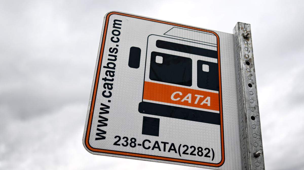 A CATA bus stop on S. Butz Street on Friday, Jan. 26, 2024.