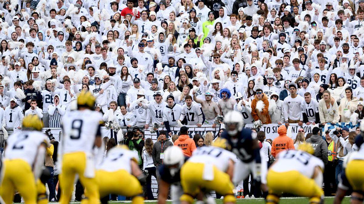 The Penn State student section cheers and tries to distract the Michigan offense during the game on Saturday, Nov. 11, 2023.