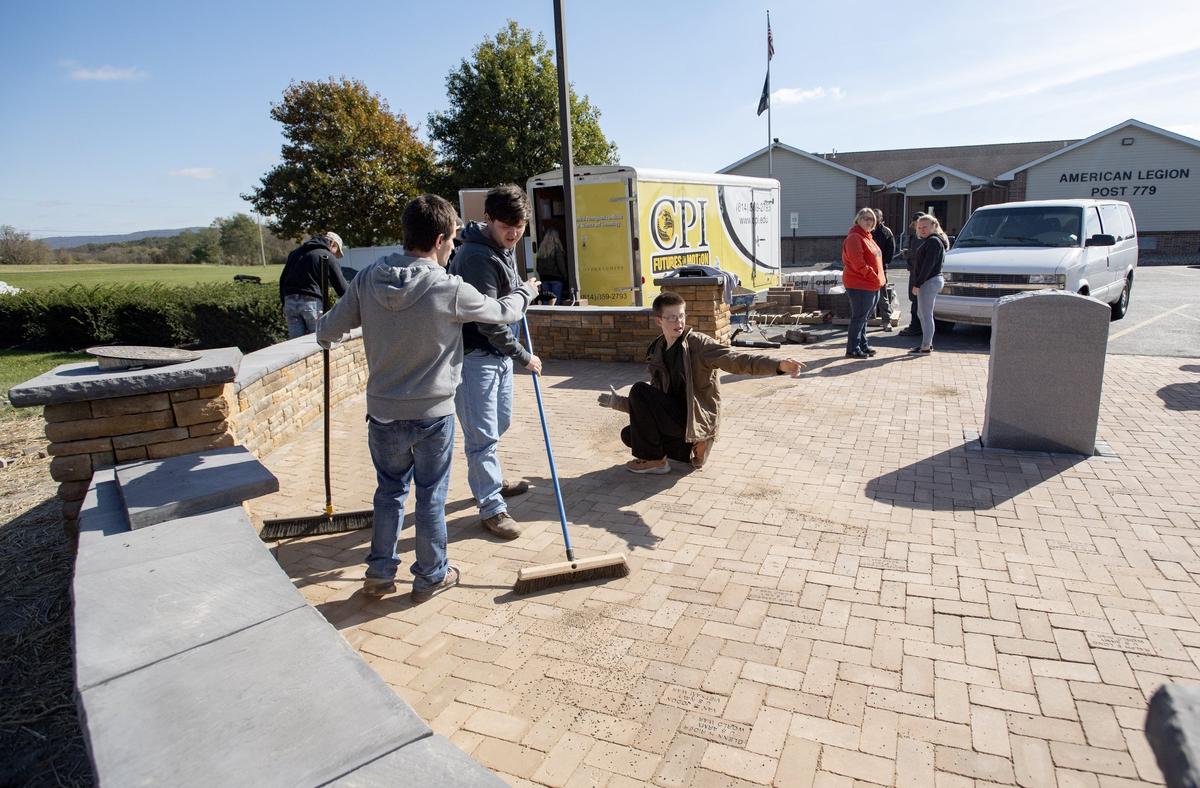 Students from CPI work on the new HeroScape memorial project outside of the American Legion Smith-Pletcher Post 779 on Oct. 25.