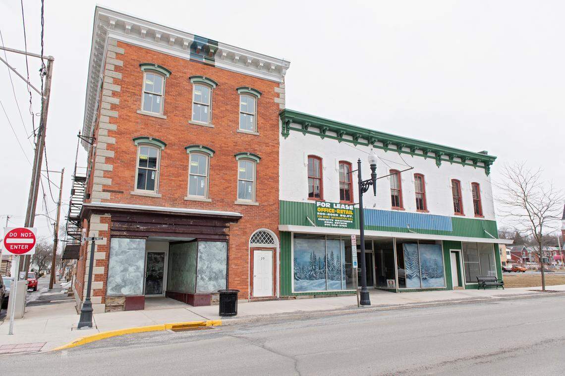The building on the corner of Front Street and East Laurel Street in downtown Philipsburg.