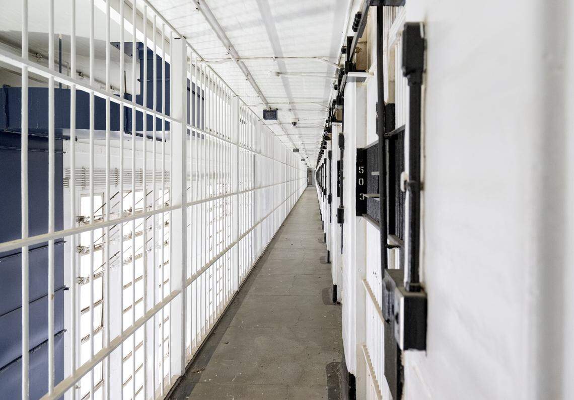 A row of cells on the fifth level of D Block at Rockview state prison is pictured on Monday, March 2, 2026.