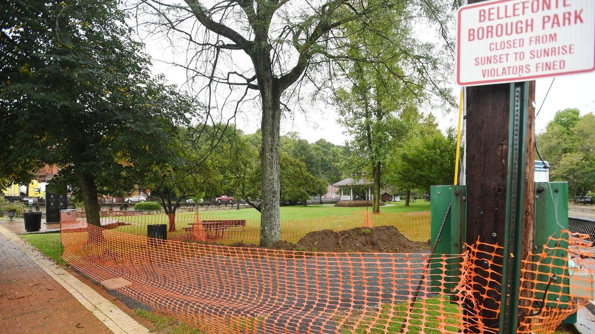 A view of construction in Talleyrand Park Tuesday, Sept. 25, 2018 in Bellefonte.