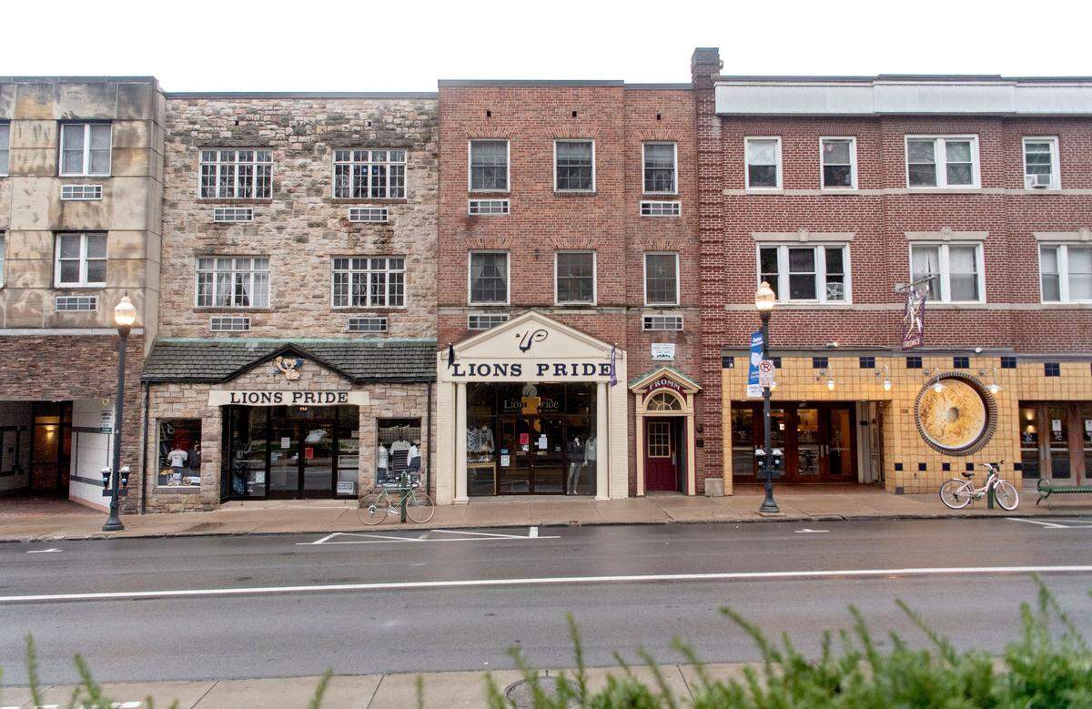 A quiet College Avenue in downtown State College on Saturday, March 28, 2020 after the governor announced Centre County was under a stay-at-home order.