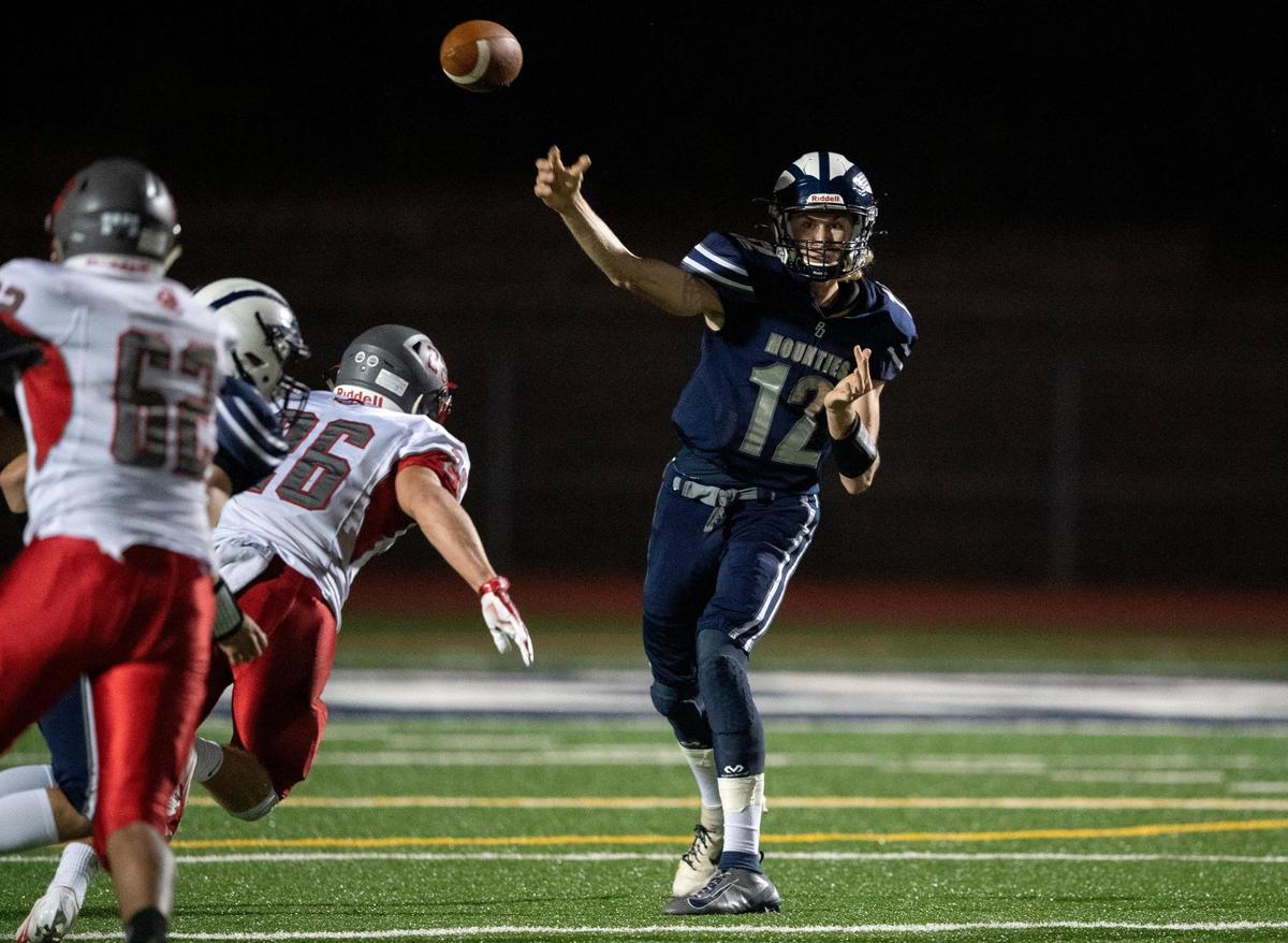 Philipsburg-Osceola’s Ryan Whitehead makes a pass during the game against Central on Friday, Sept. 25, 2020. Central won, 40-14.