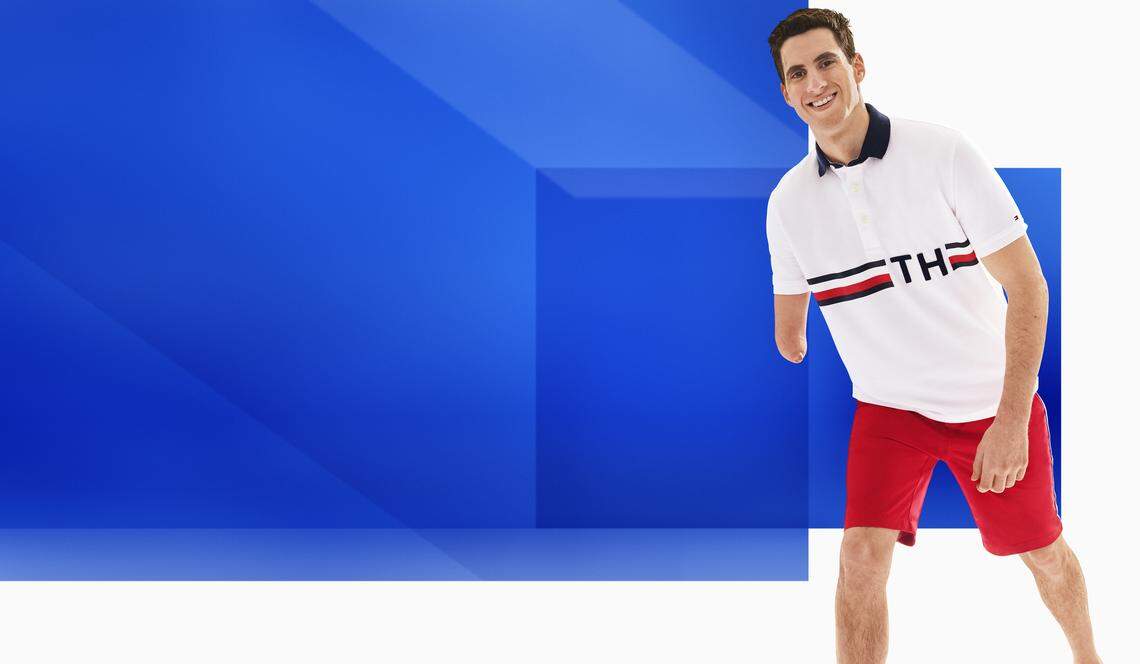 Julian W. Lucas, a model and actor who advocates for disability representation, in his latest shoot for Tommy Hilfiger.