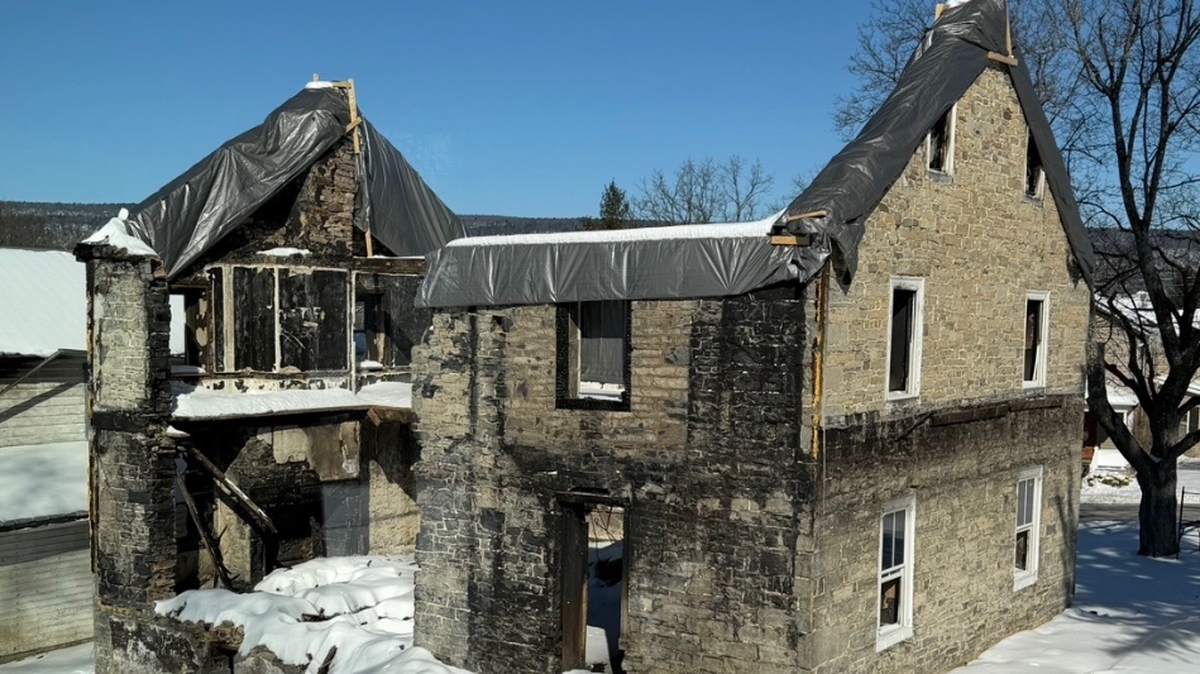 The back of the Woodward Inn is pictured after undergoing demolition.