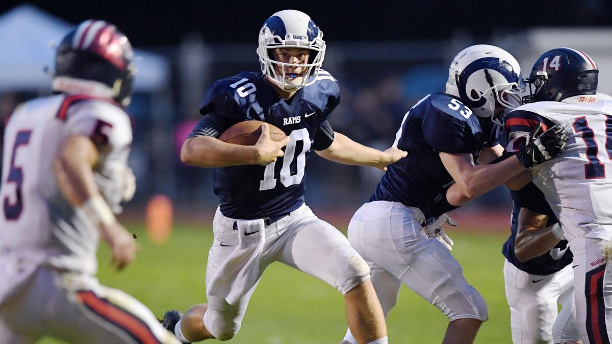 Penns Valley quarterback Aaron Tobias carries against Huntingdon.