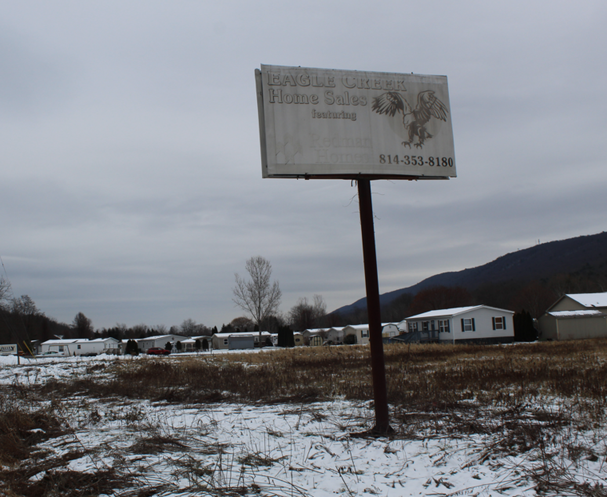 An Eagle Creek sign along South Eagle Valley Road, near the Eagle Creek mobile home community.