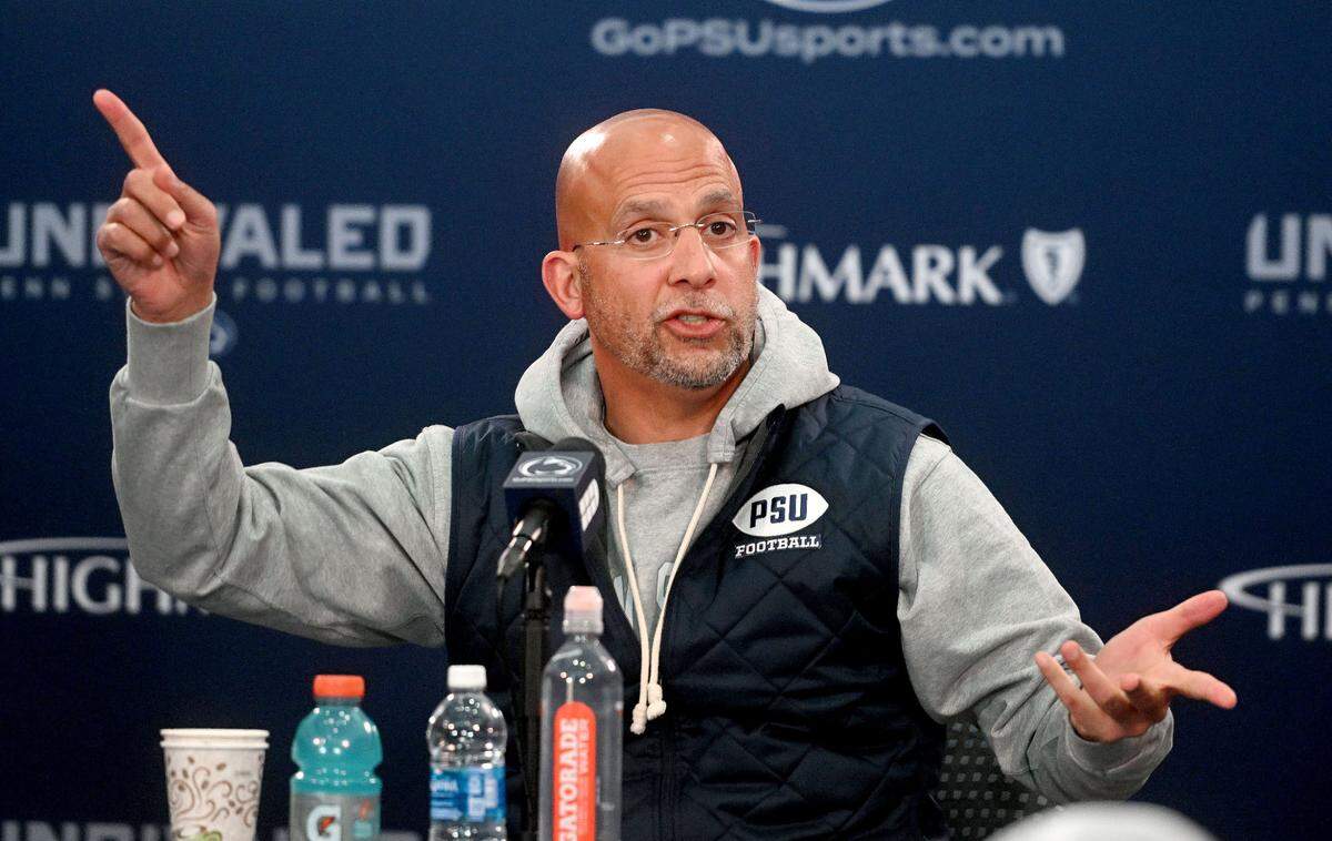 Penn State football coach James Franklin answers a question during his press conference on Monday, Nov. 4, 2024.  