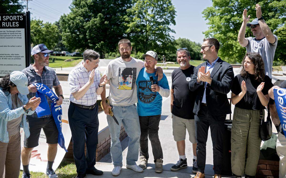 Members of the High Point Skate Park committee and those who helped make the park happen celebrate the ribbon cutting on Friday, May 29, 2026. 