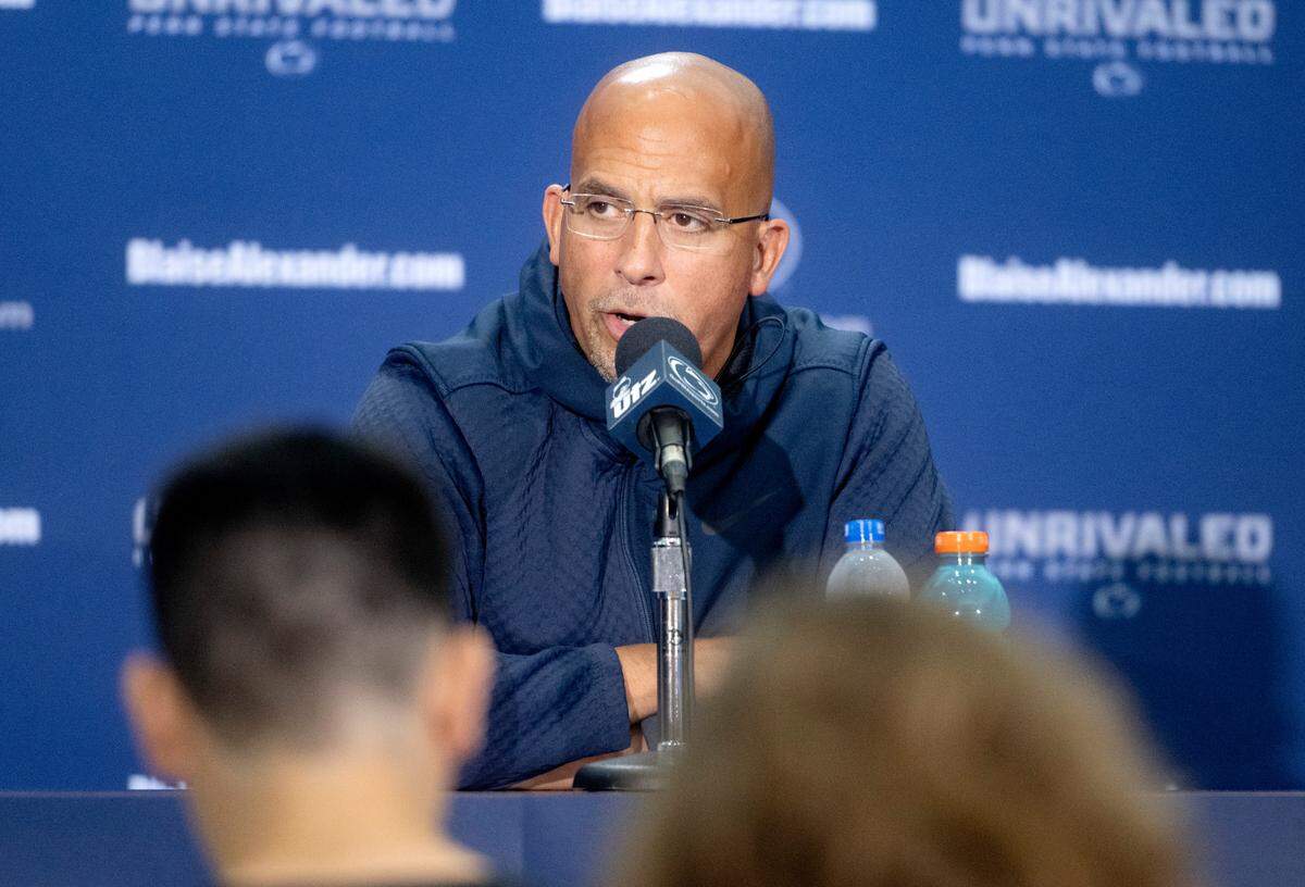 James Franklin speaks Tuesday during his weekly press conference.