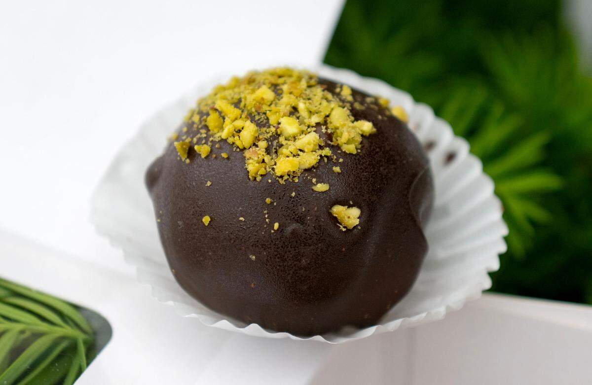 A Dubai truffle from Pouf Patisserie.