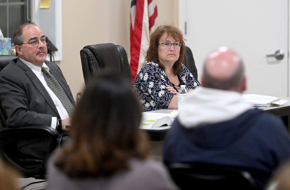 Benner Township secretary Sharon Royer listens to public comments during the township meeting on Monday, Oct. 7, 2024.