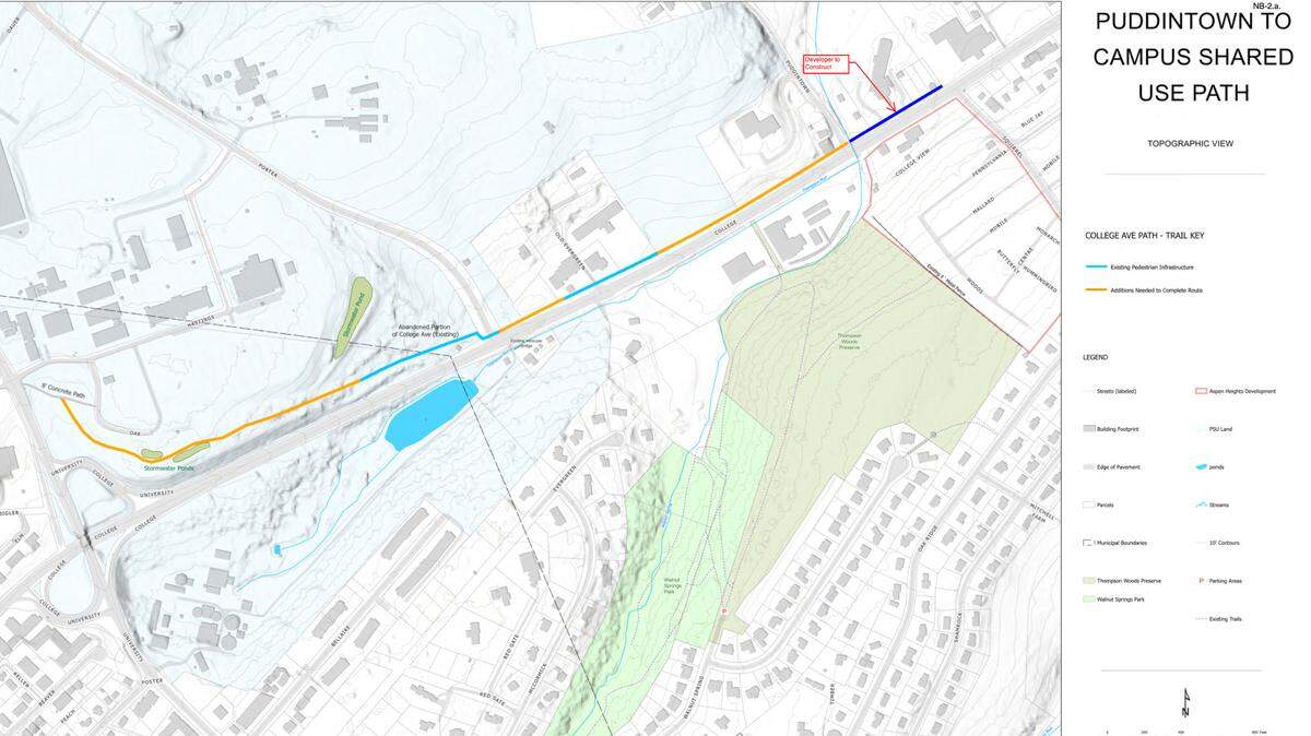 The College Township Council will apply for a grant, as well as commit township funds, for the creation of the East College Avenue Shared Use Path. The path would connect Puddintown Road in College Township to an existing path near Hastings Road on campus in the State College Borough.
