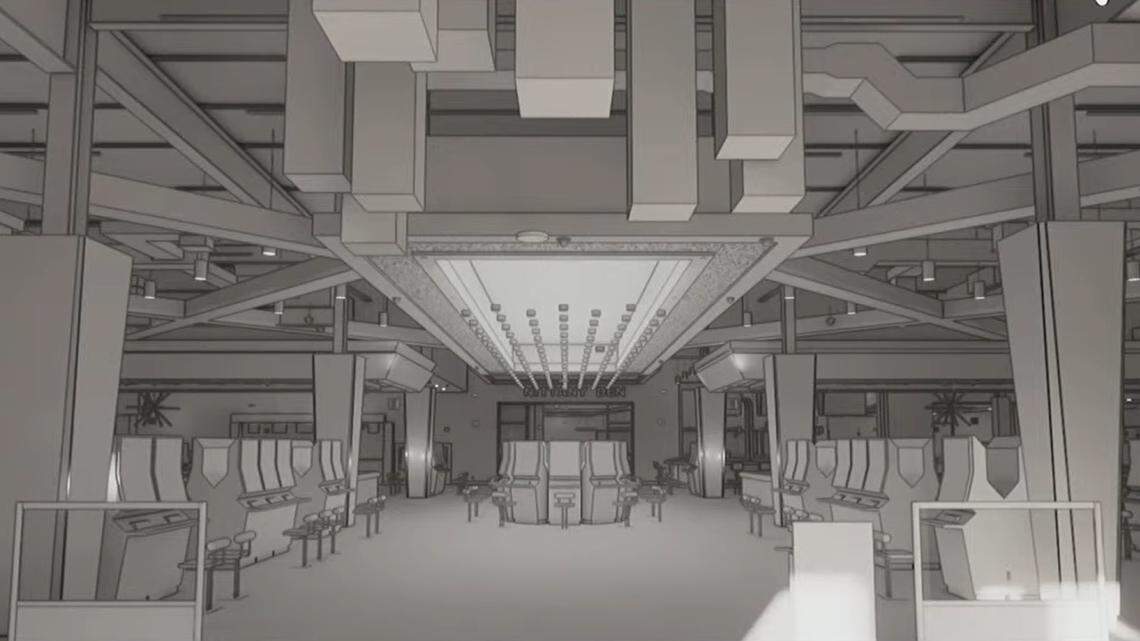 An interior rendering of the main entrance of the proposed casino at the Nittany Mall, as presented by SC Gaming Op Co, LLC, during a public hearing last month in Harrisburg in front of the Pennsylvania Gaming Control Board.