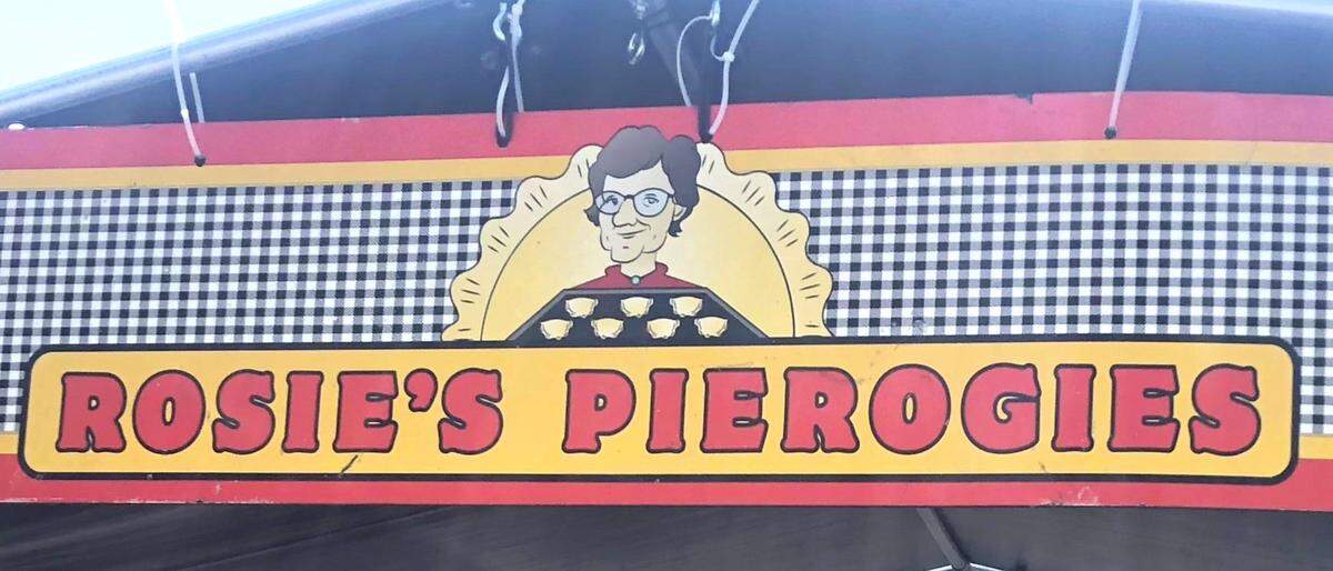 The sign for Rosie’s Pierogies at the Centre County Grange Fair on Friday, Aug. 16, 2024.