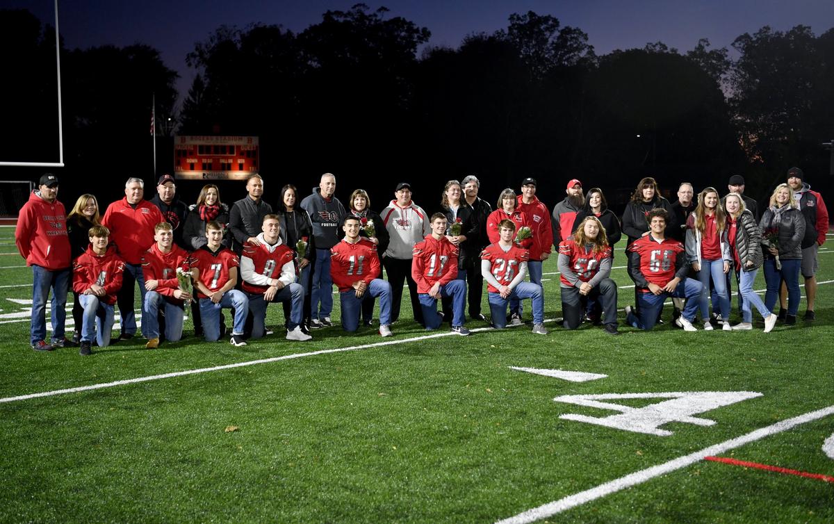 The Bellefonte football seniors during the senior night celebration on Friday, Oct. 18, 2019.