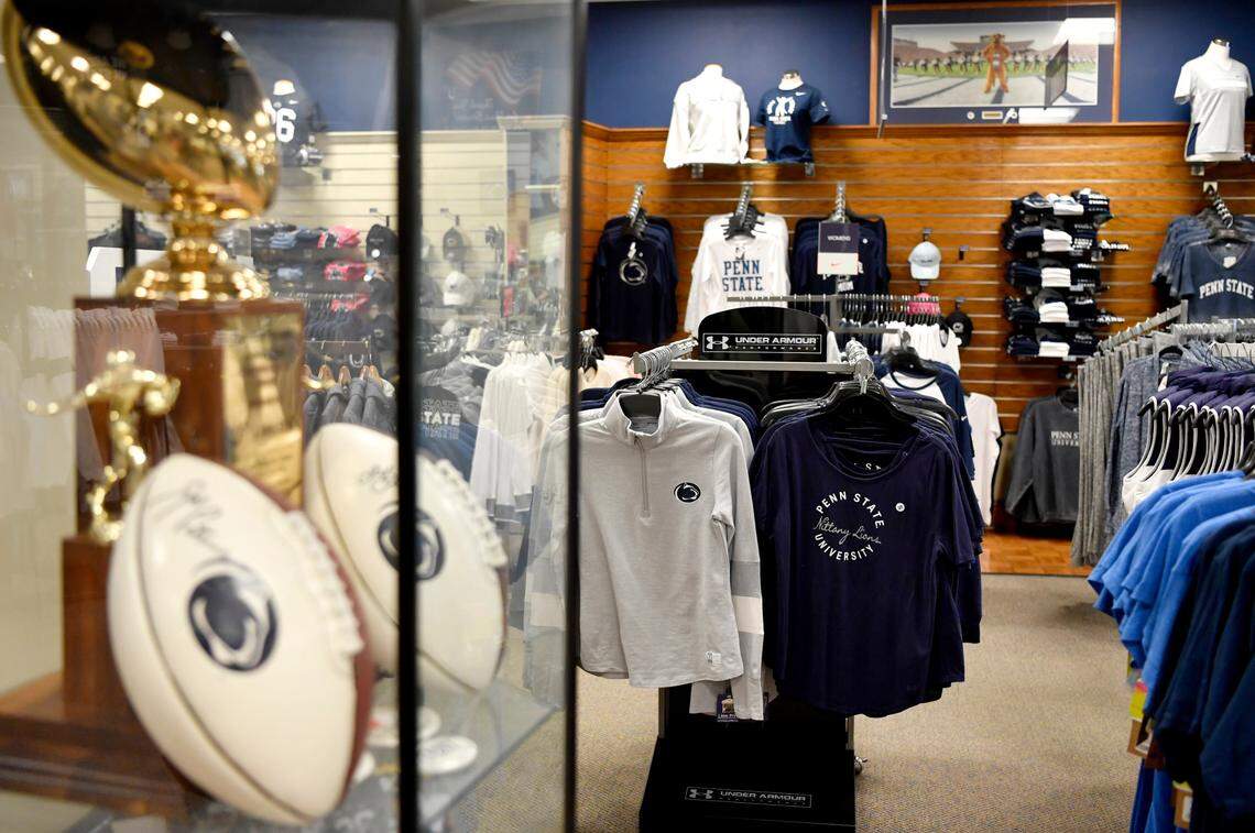 Penn State sports memorabilia and apparel for sale at Lions Pride on Sept. 16, 2020.