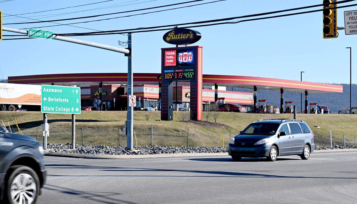 Traffic moves past the Rutter’s on Benner Pike on Tuesday, Feb. 6, 2024.
