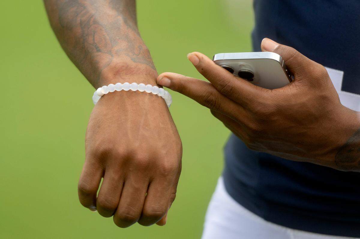 Penn State cornerback Johnny Dixon talks about his tattoos during Penn State football media day on Sunday, Aug. 6, 2023.