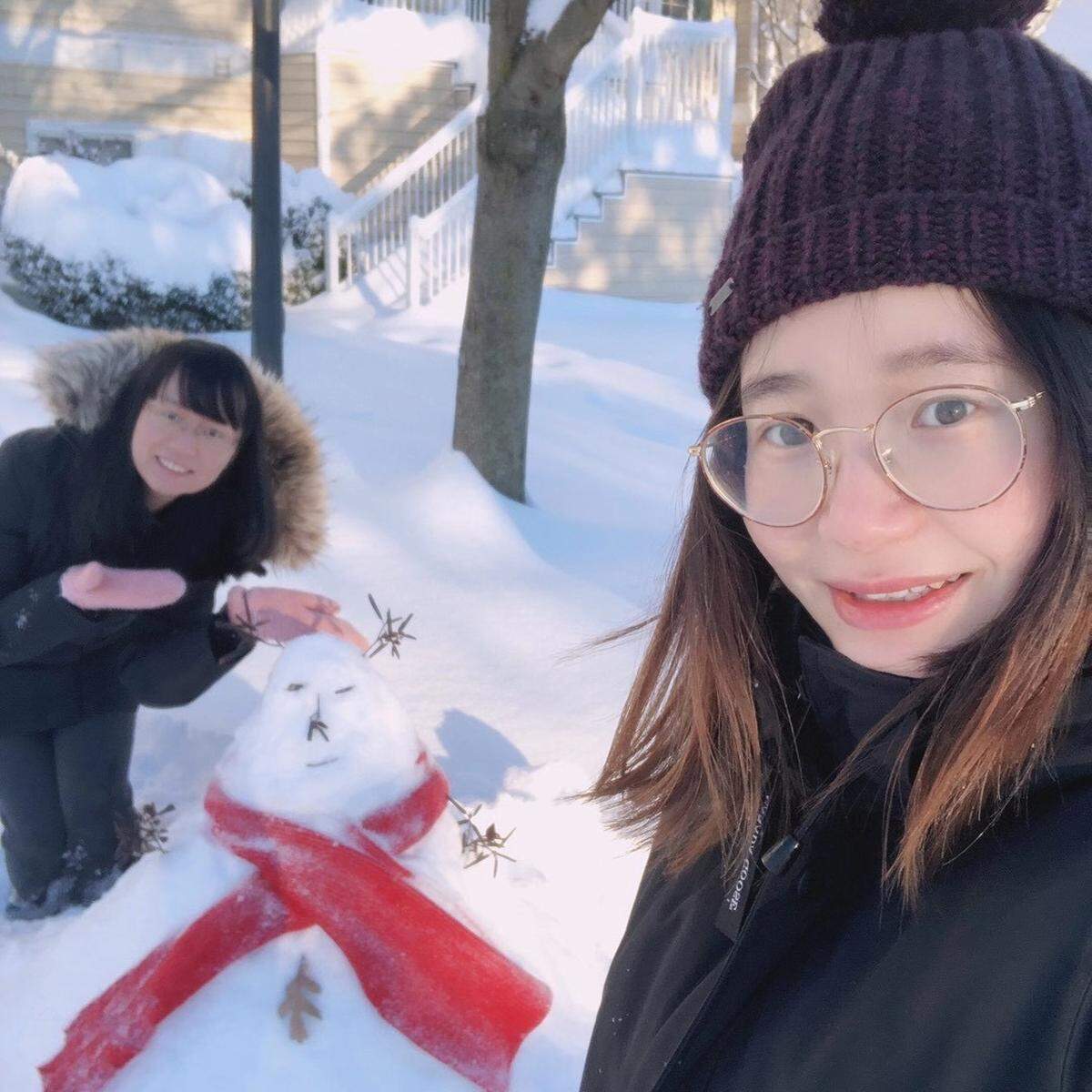 “We live at CopperBeech and we got up so early (super excited) and have built a snowman,” Zicheng Cheng told the CDT.
