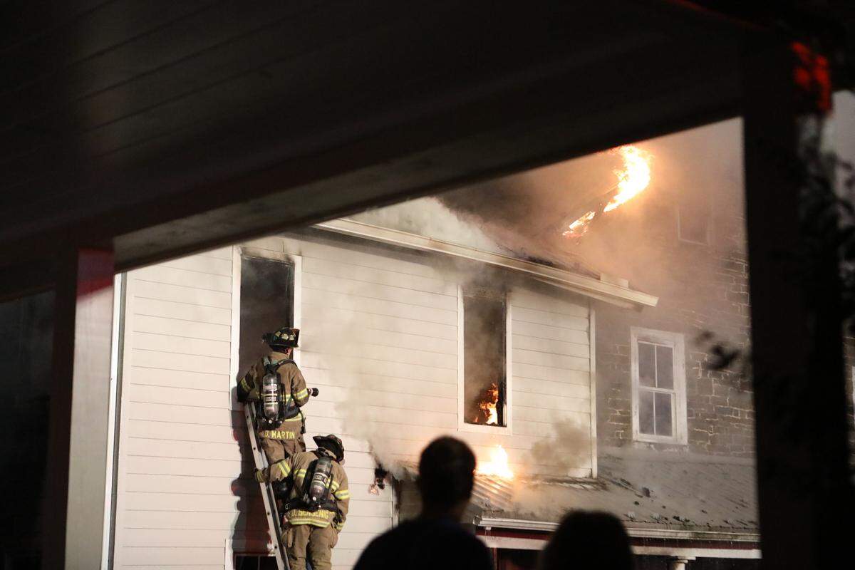 Firefighters from more than a dozen fire companies responded to an early Sunday morning blaze at the Woodward Inn in Haines Township.