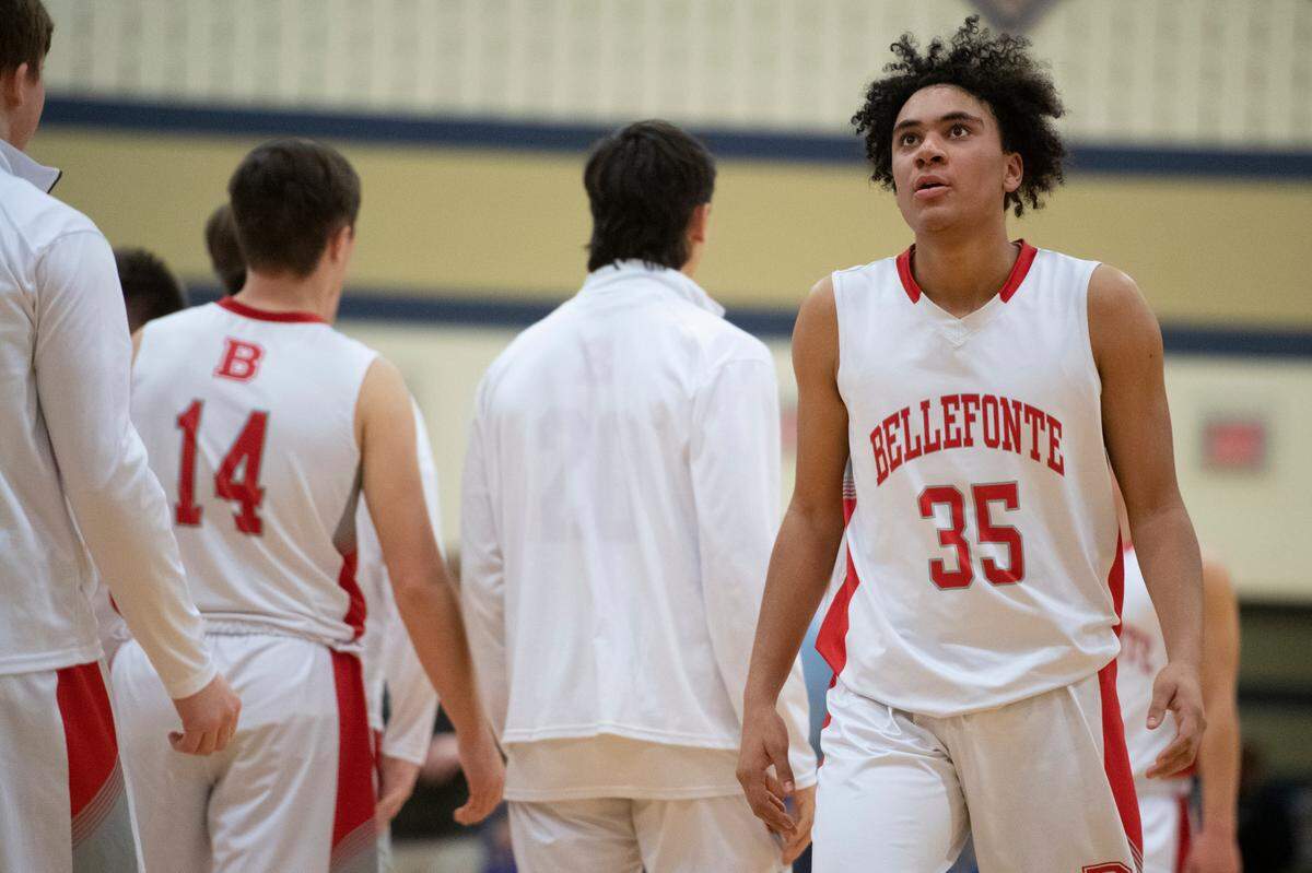 Bellefonte’s Blair Eckley-Jones walks to the bench during the District 6 Class 5A title game between Bellefonte and Central Mountain at the Bald Eagle Area High School on Feb. 28.