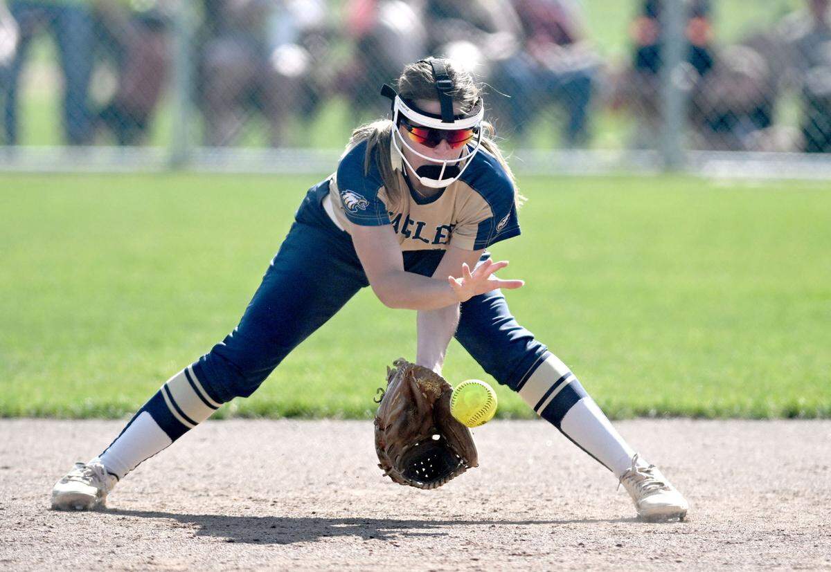 Bald Eagle Area’s Shae Housel fields a ground ball during the game against Penns Valley on Friday, May 24, 2024.