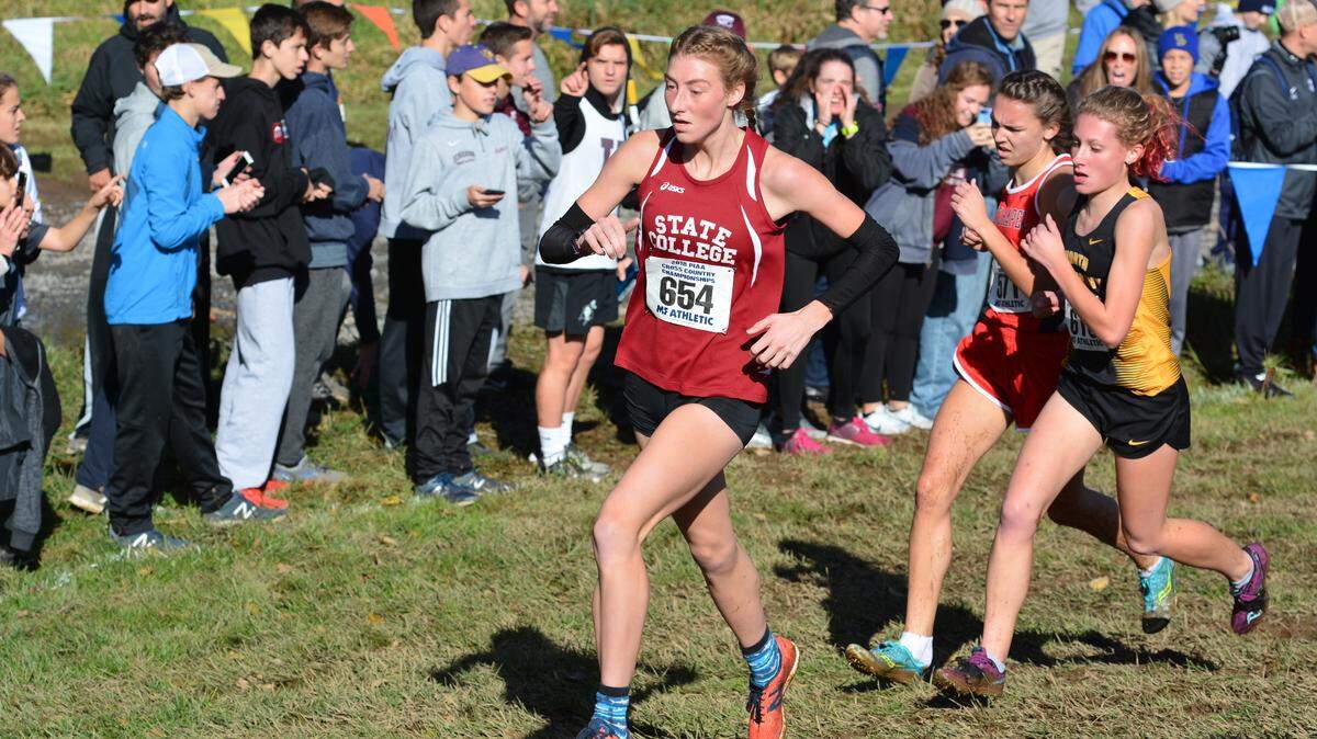 Kileigh Kane (2nd place individually) leads State High girls to a 3rd-place team finish at the PIAA State Championships.