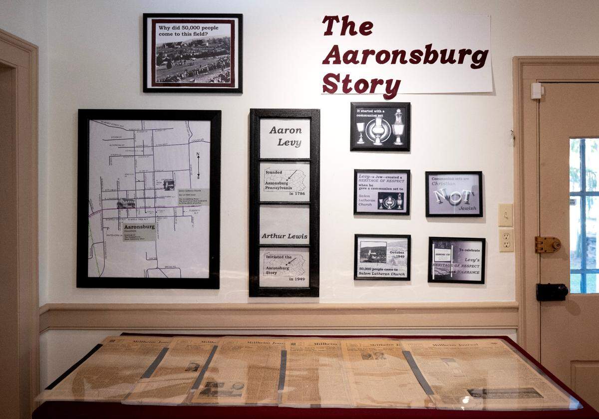 A display about the Aaronsburg Story at the Penns Valley Area Historical Museum.